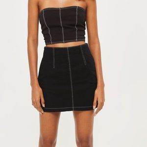 TopShop Contrast Stitch Black 2 Piece Skirt Set